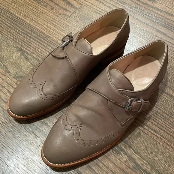 J.Crew Collection Perforated Monk Strap Loafers in Wet Cobblestone size 7.5
