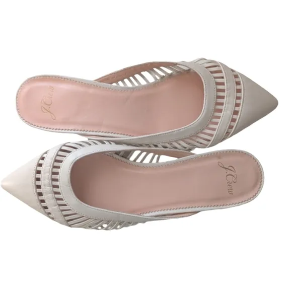 J.Crew Gwen Mule White Pointed Toe Flats Size 6.5
