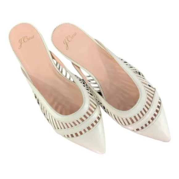 J.Crew Gwen Mule White Pointed Toe Flats Size 6.5