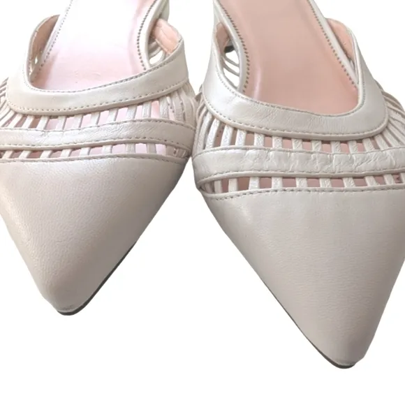J.Crew Gwen Mule White Pointed Toe Flats Size 6.5