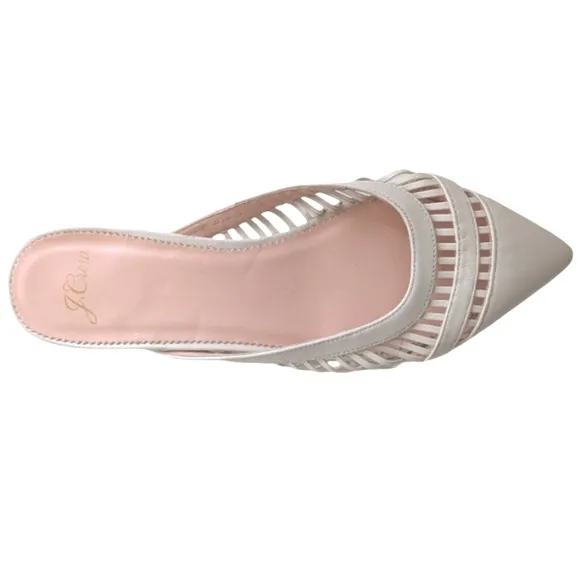 J.Crew Gwen Mule White Pointed Toe Flats Size 6.5