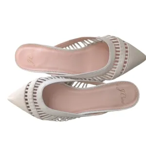 J.Crew Gwen Mule White Pointed Toe Flats Size 6.5