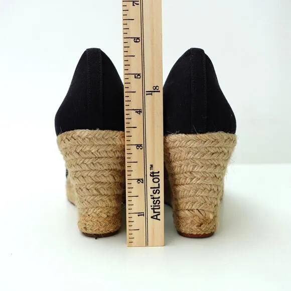 J.Crew Seville Navy Blue Canvas Espadrille Wedge Heel Kate Middleton Women's 10