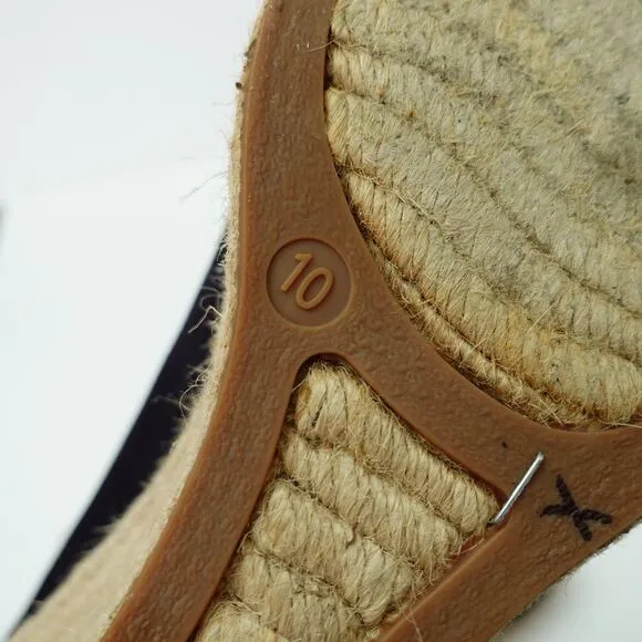 J.Crew Seville Navy Blue Canvas Espadrille Wedge Heel Kate Middleton Women's 10