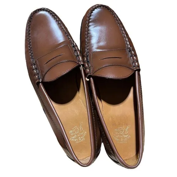 J.CREW Shoes Mens 11.5 Brown Camden Leather Loafers AV166 Casual Preppy Work