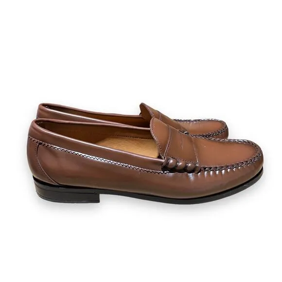 J.CREW Shoes Mens 11.5 Brown Camden Leather Loafers AV166 Casual Preppy Work