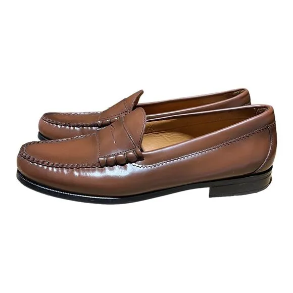 J.CREW Shoes Mens 11.5 Brown Camden Leather Loafers AV166 Casual Preppy Work