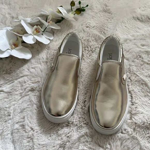 J.CREW Slip On Sneakers Gold Size 8.5