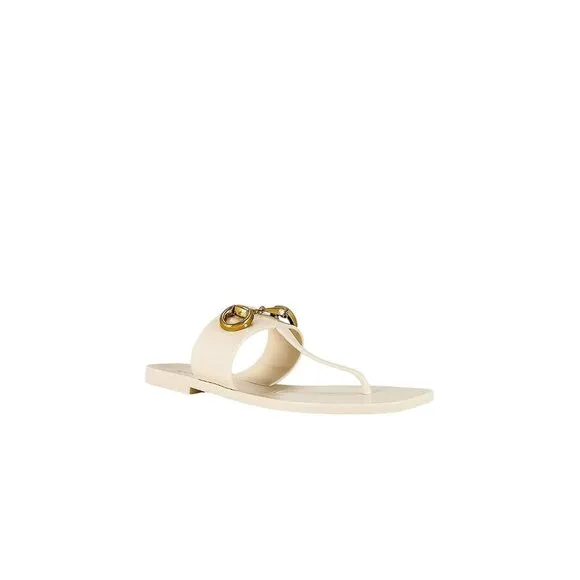 Jeffrey Campbell A-Lil-Bit Sandals in Cream Shiny 7 with box Womens flip flops