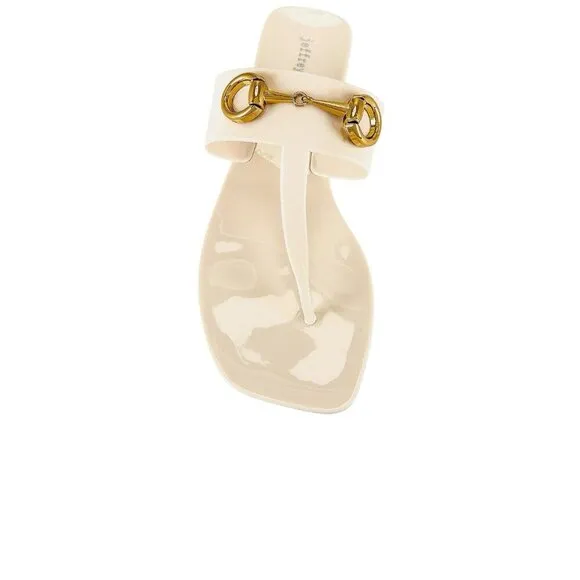 Jeffrey Campbell A-Lil-Bit Sandals in Cream Shiny 7 with box Womens flip flops