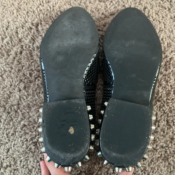 Jeffrey Campbell Barnett Loafers Flats Studded Perforated Patent Leather Black 7