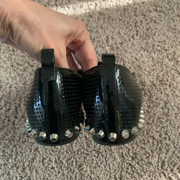 Jeffrey Campbell Barnett Loafers Flats Studded Perforated Patent Leather Black 7