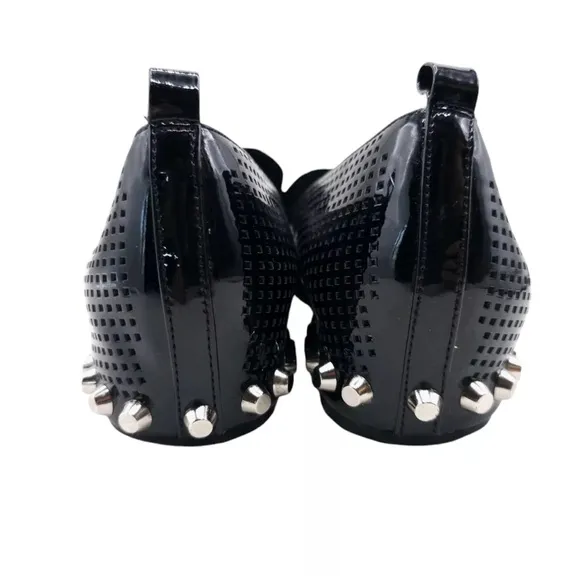 Jeffrey Campbell Barnett Loafers Flats Studded Perforated Patent Leather Black 7