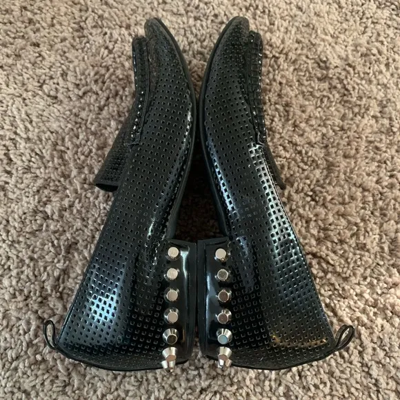 Jeffrey Campbell Barnett Loafers Flats Studded Perforated Patent Leather Black 7