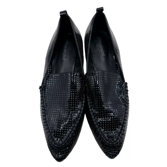 Jeffrey Campbell Barnett Loafers Flats Studded Perforated Patent Leather Black 7