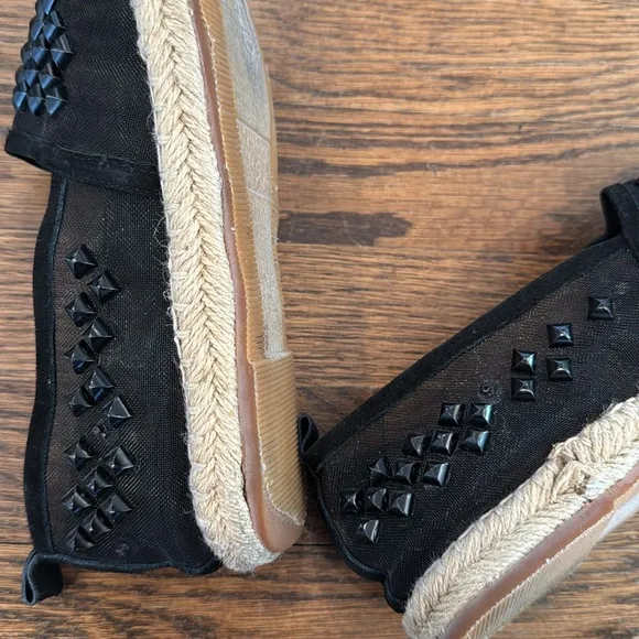 Jeffrey Campbell black mesh stud espadrilles