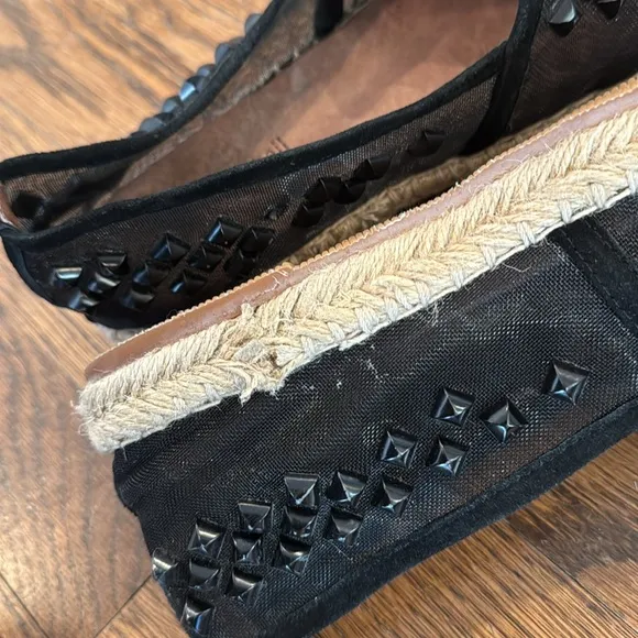 Jeffrey Campbell black mesh stud espadrilles