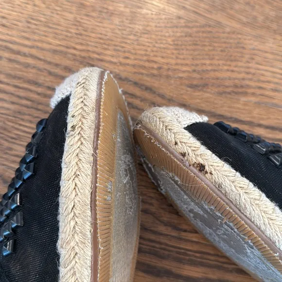 Jeffrey Campbell black mesh stud espadrilles