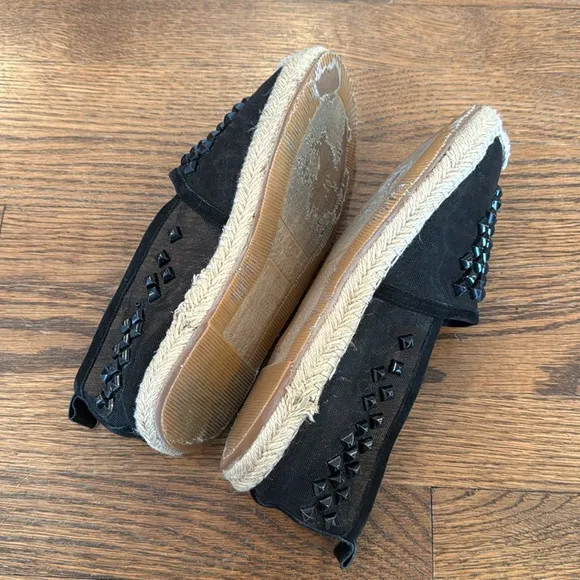 Jeffrey Campbell black mesh stud espadrilles