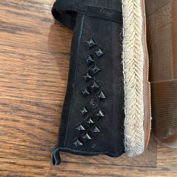 Jeffrey Campbell black mesh stud espadrilles