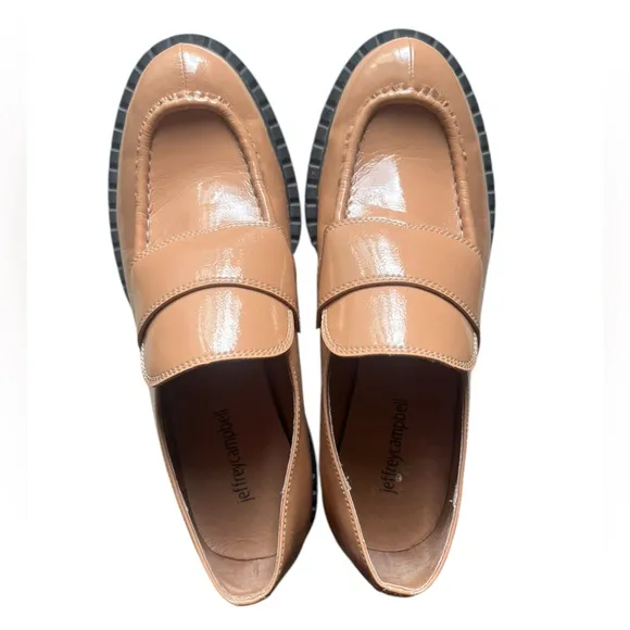 JEFFREY CAMPBELL HARD TO FIND LIBRARIAN LOAFERS  DARK NUDE PATENT LEATHER SZ 9