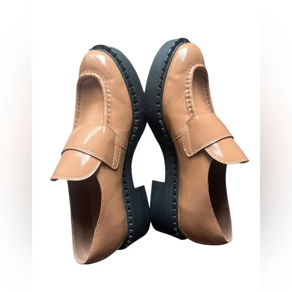 JEFFREY CAMPBELL HARD TO FIND LIBRARIAN LOAFERS  DARK NUDE PATENT LEATHER SZ 9