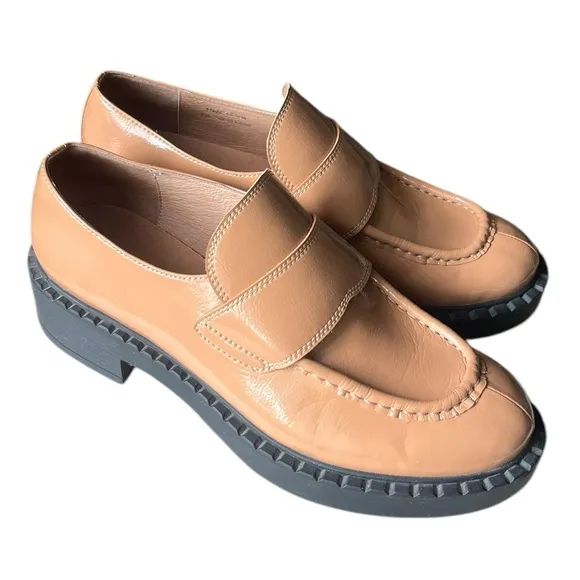JEFFREY CAMPBELL HARD TO FIND LIBRARIAN LOAFERS  DARK NUDE PATENT LEATHER SZ 9