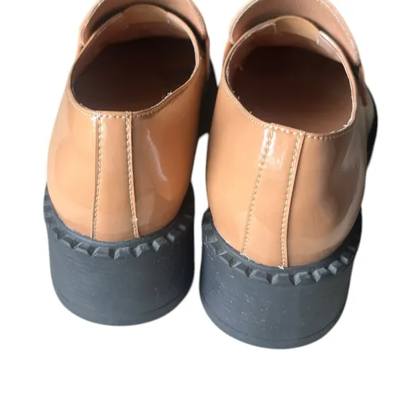 JEFFREY CAMPBELL HARD TO FIND LIBRARIAN LOAFERS  DARK NUDE PATENT LEATHER SZ 9