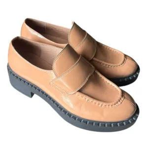 JEFFREY CAMPBELL HARD TO FIND LIBRARIAN LOAFERS  DARK NUDE PATENT LEATHER SZ 9