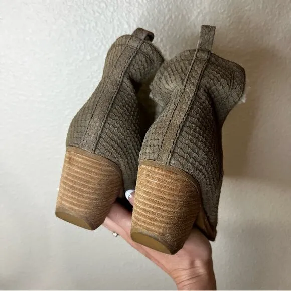 Jeffrey Campbell Orwell taupe textured Sherpa lined heeled booties boots 7