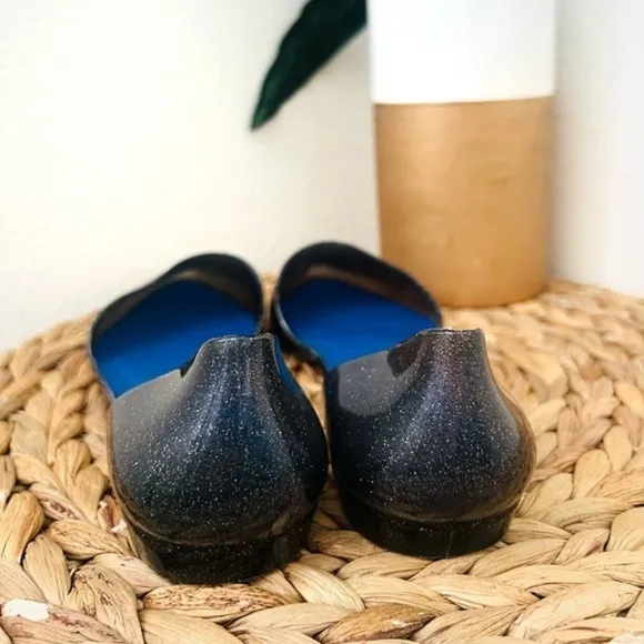 Jeffrey Campbell Sparkle flat Y2K Jelly-Love point d'Orsay shoes black glitter