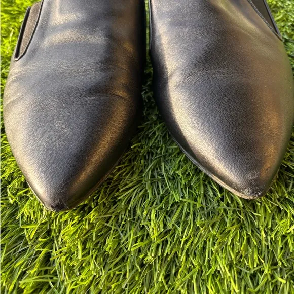 Jenni Kanye Black Leather Mules Slip On Flats Pointed Toe Shoes