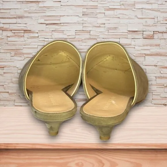 Jenni Kayne Oiled Leather Kitten Heel Mules Pointed Toe Flats Size 8 EUC