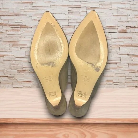 Jenni Kayne Oiled Leather Kitten Heel Mules Pointed Toe Flats Size 8 EUC