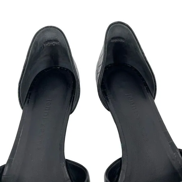 Jenni Kayne Textured Croc Embossed Leather D'Orsay Fats Shoes Black Women 37