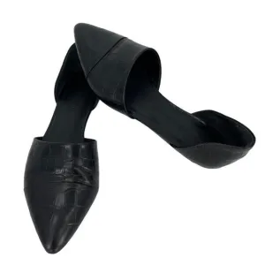 Jenni Kayne Textured Croc Embossed Leather D'Orsay Fats Shoes Black Women 37