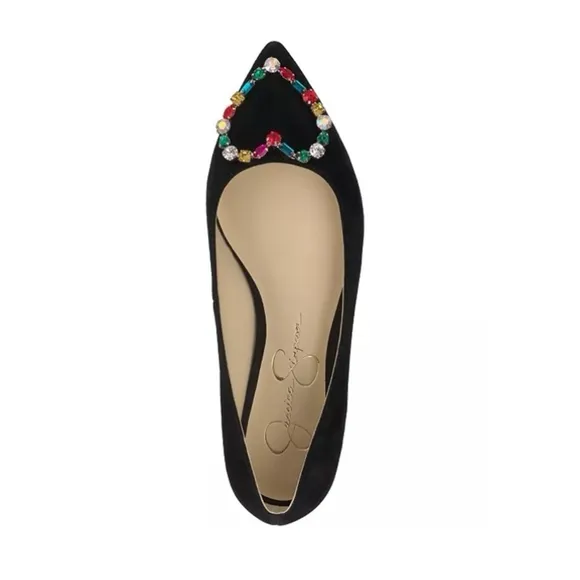 Jessica Simpson Women's Elika Pointed-Toe Heart Embellished Ballet Flats NWT