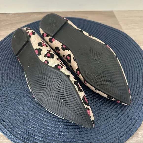 Jet' accompagne Toujours Leopard Animal Print Knit Washable Ballet Flats EU 39