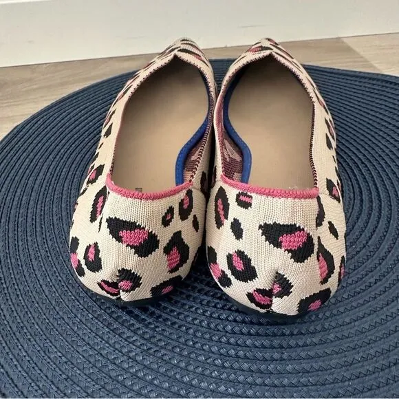 Jet' accompagne Toujours Leopard Animal Print Knit Washable Ballet Flats EU 39