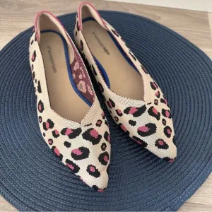 Jet' accompagne Toujours Leopard Animal Print Knit Washable Ballet Flats EU 39
