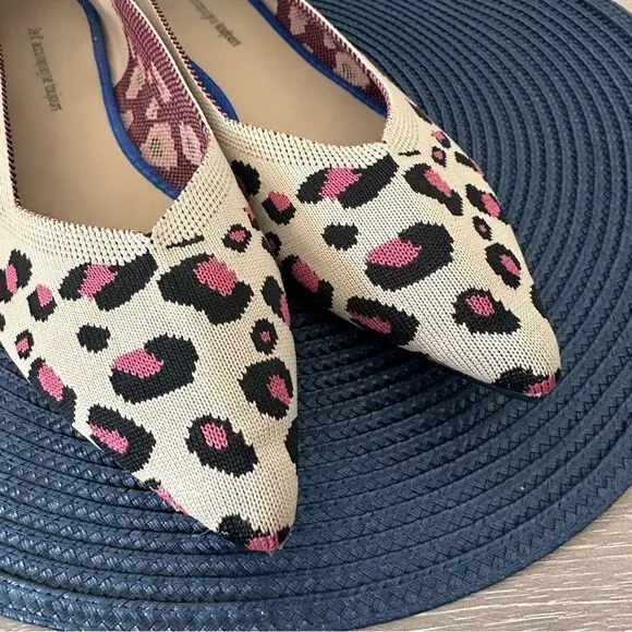 Jet' accompagne Toujours Leopard Animal Print Knit Washable Ballet Flats EU 39
