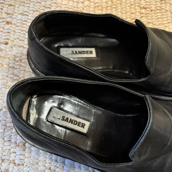 Jil Sander Black Leather Loafers