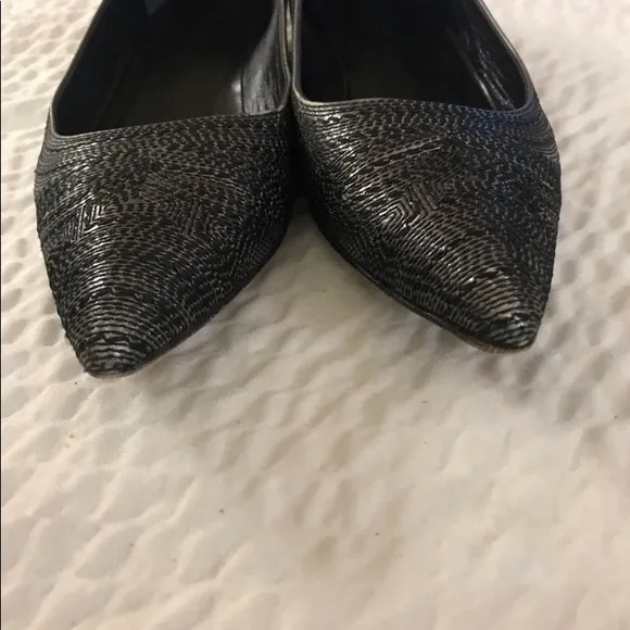 Jil Sander silver Pointed Toe Small heeledFlats embroidered silver size 36.5