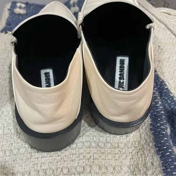 Jil Sander Spazzolato bone leather loafers nwt $1,090 size 8