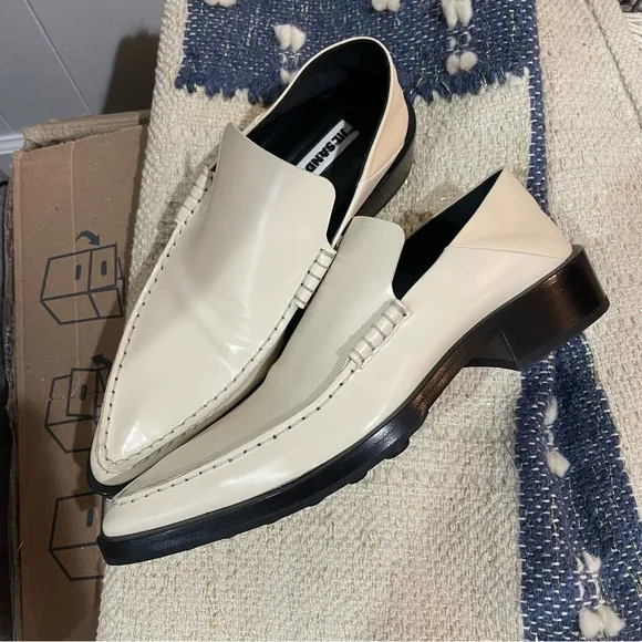 Jil Sander Spazzolato bone leather loafers nwt $1,090 size 8