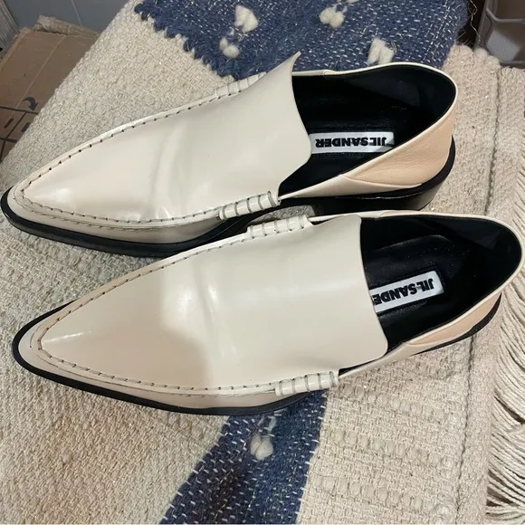 Jil Sander Spazzolato bone leather loafers nwt $1,090 size 8