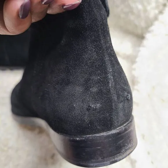 Jimmy Choo Black Suede Leather Mid Calf Fur Lined Boots sz‎ 36.5