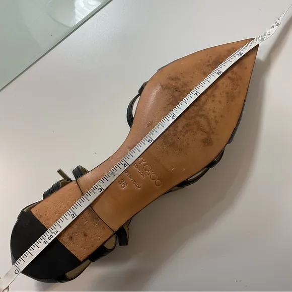 Jimmy Choo Canvas and Leather D’Orsay Pointy Flat Shoes