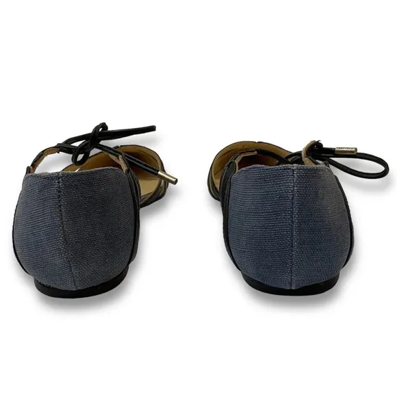 Jimmy Choo Canvas and Leather D’Orsay Pointy Flat Shoes
