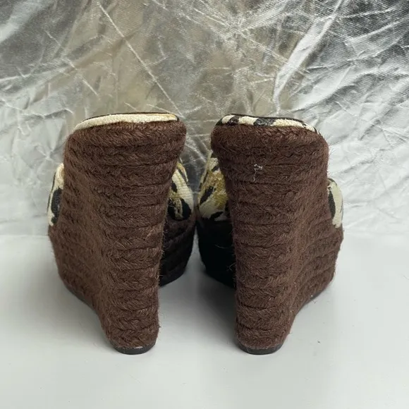 Jimmy Choo Canvas Colorblock Pattern Espadrilles Wedge Heels